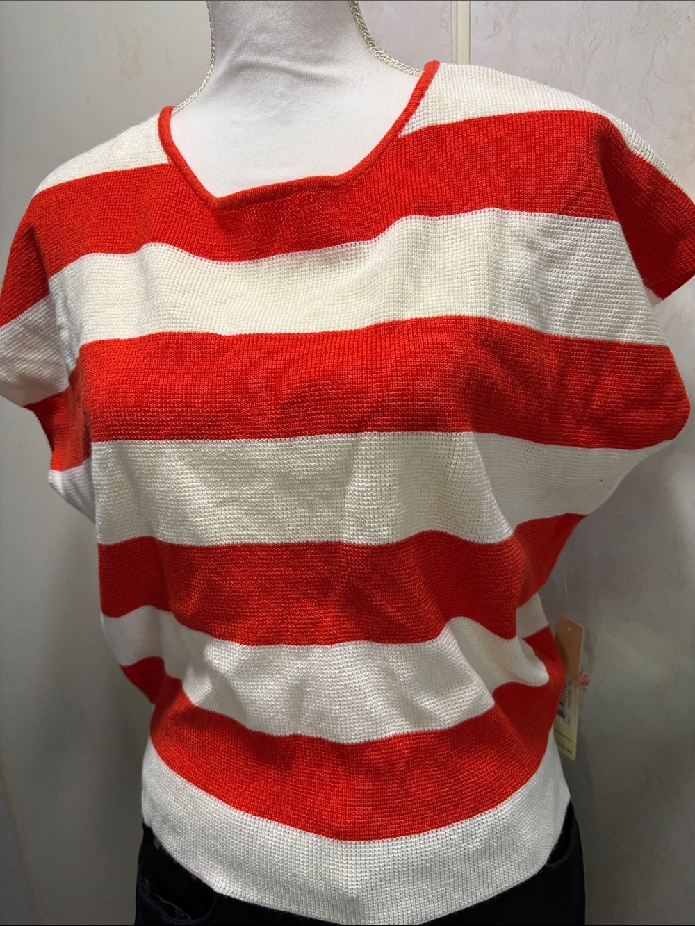 Cyrus Red and White Striped Knit Top